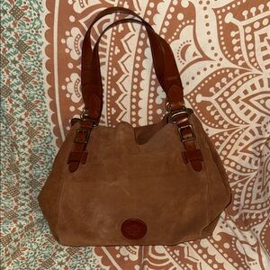 Lauren Ralph Lauren Suede Leather Shoulder Bag in Brown
